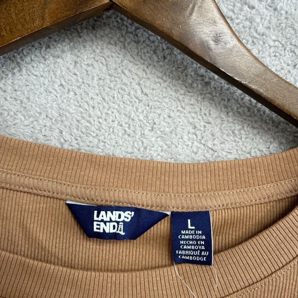 NEW Lands' End Women's Size L Sleeveless Rib Knit Midi Dress Brown - Picture 8 of 13